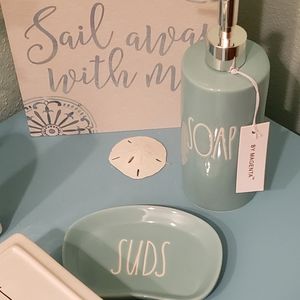 Rae Dunn Teal *HTF* bathroom set